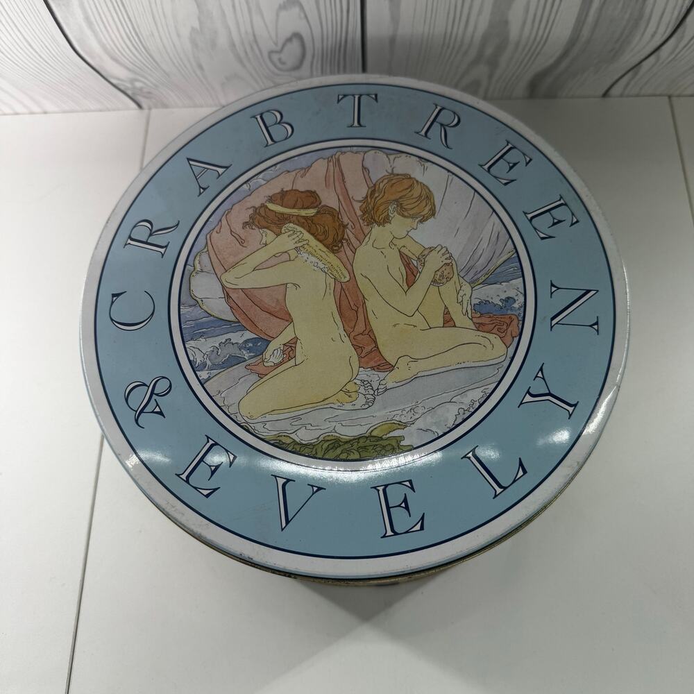 Vintage 1985 Crabtree and Evelyn Octagon Tin Farm Horse Chicken Tall Round